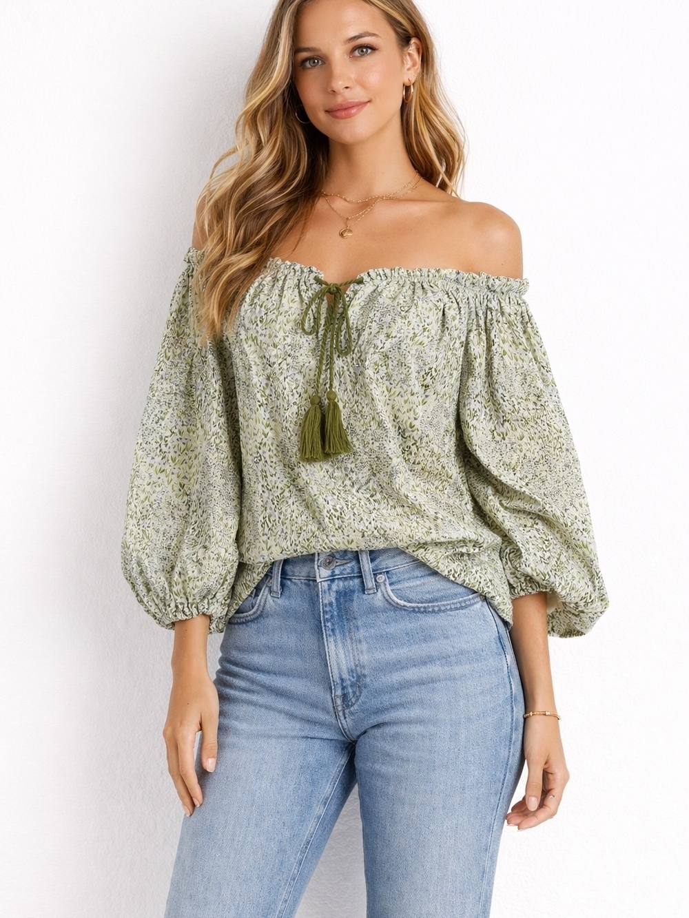 Ann Mashburn Cotton Ruffle Tie-Front Puff Sleeve Cottagecore Top – Medium